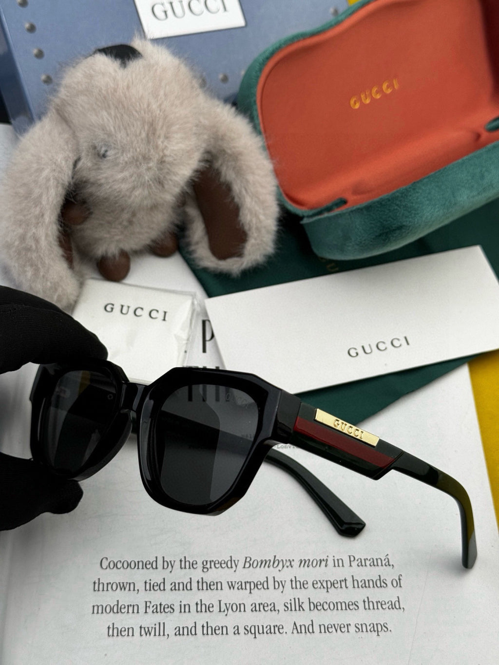 Gucci G0232 Square Gold Lens Sunglasses for Men & Women - detail image 4