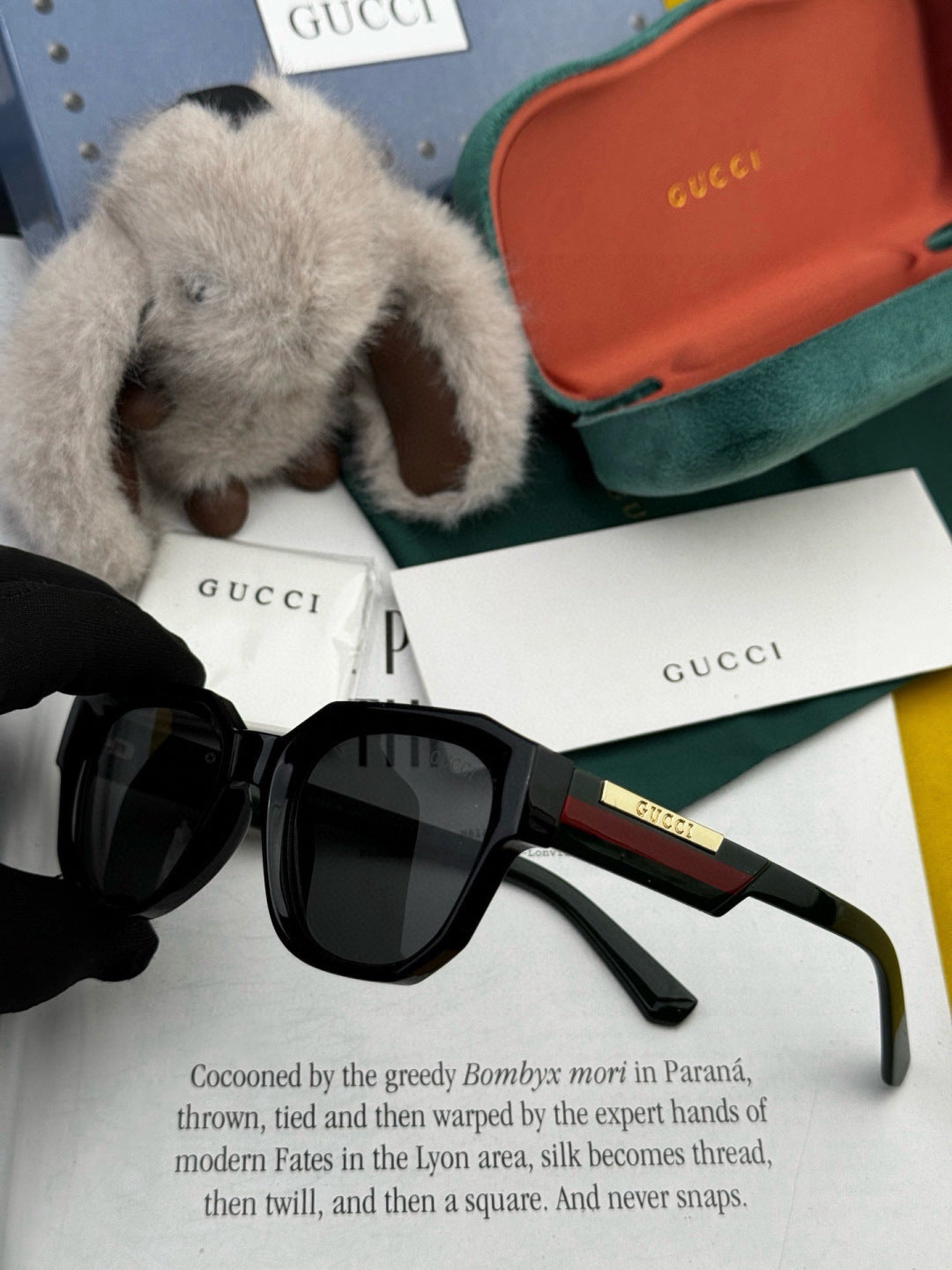 Gucci G0232 Square Gold Lens Sunglasses for Men & Women - detail image 4