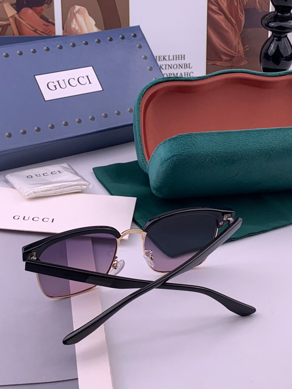 Gucci G2821 Square Black Lens Sunglasses for Men & Women - detail image 7
