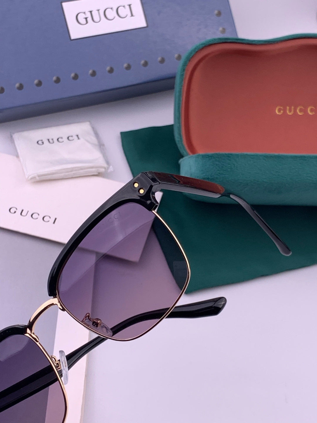 Gucci G2821 Square Black Lens Sunglasses for Men & Women - detail image 5