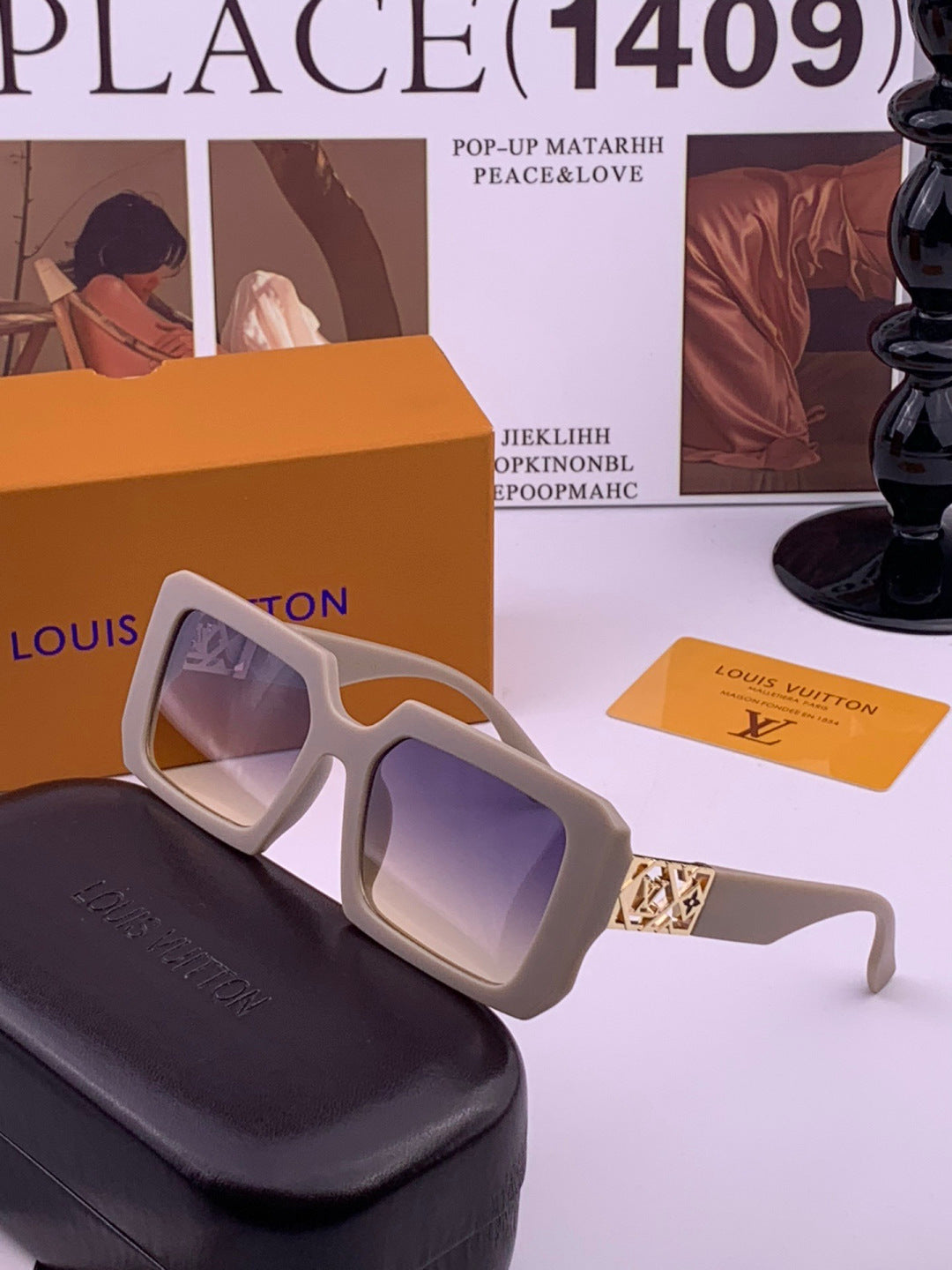 Louis Vuitton L77001 Square Brown Lens Sunglasses for Men & Women - 357652 - detail image 2