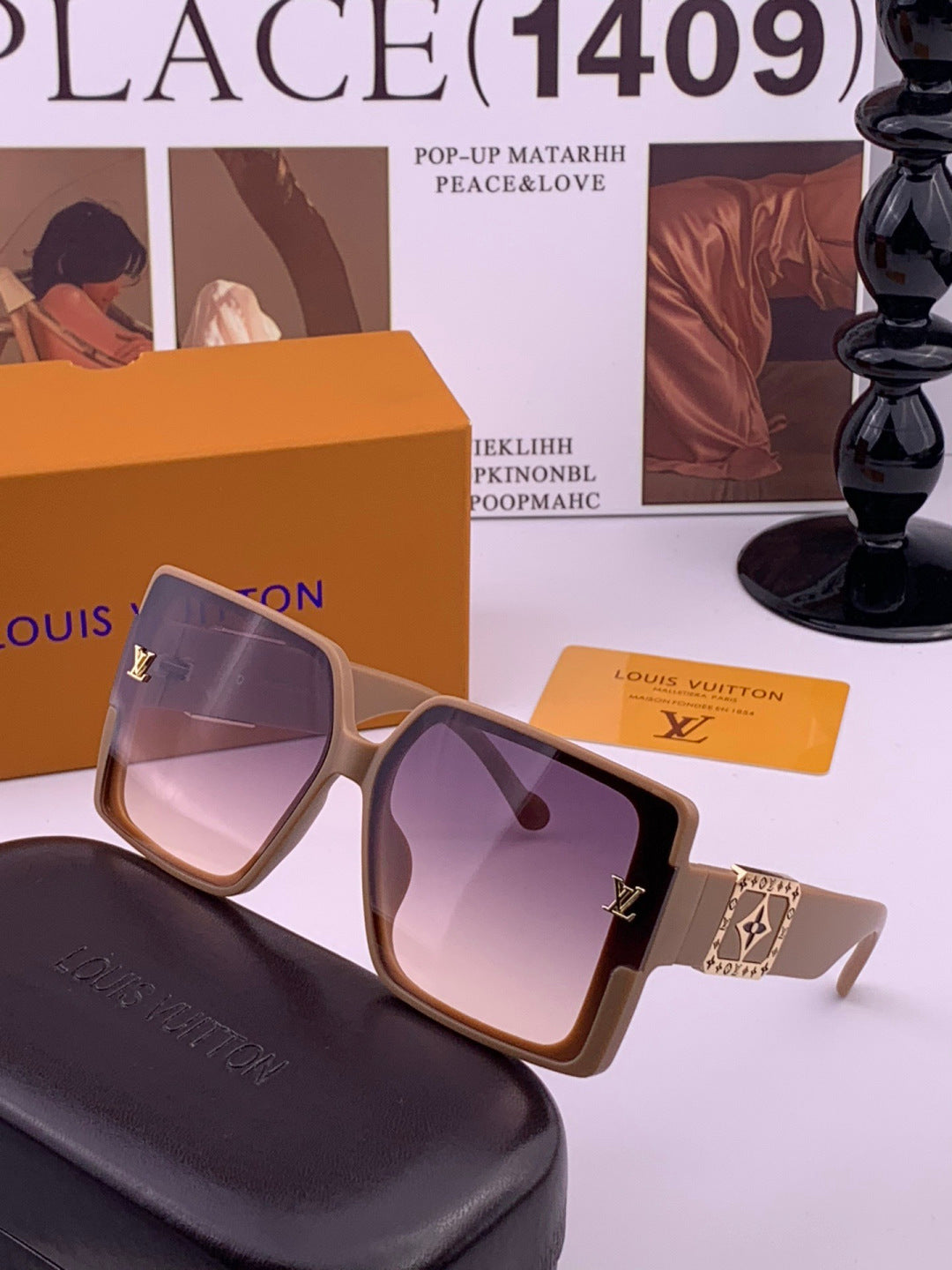 Louis Vuitton L97003 Square Black Lens Sunglasses for Men & Women - 357653 - detail image 2