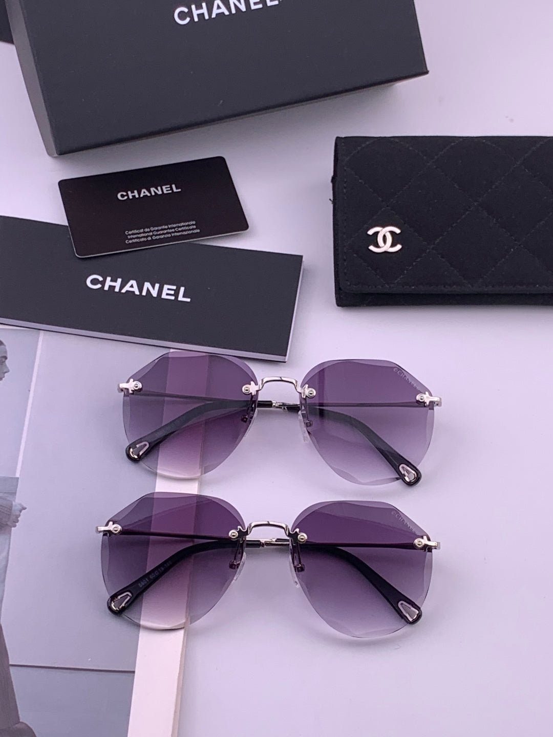 Chanel CH322 Lightweight Rimless Gold Lens Sunglasses for Women - 358064 - detail image 7