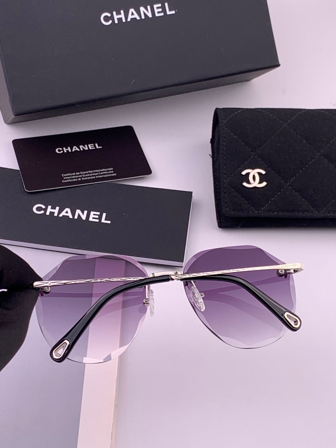Chanel CH322 Lightweight Rimless Gold Lens Sunglasses for Women - 358064 - detail image 6