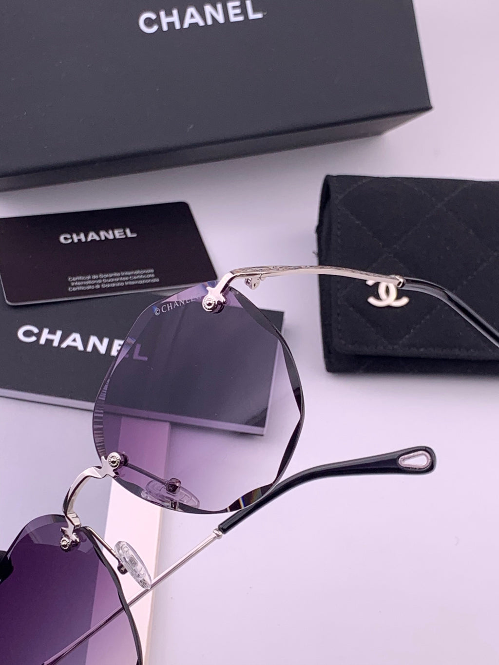 Chanel CH322 Lightweight Rimless Gold Lens Sunglasses for Women - 358064 - detail image 3