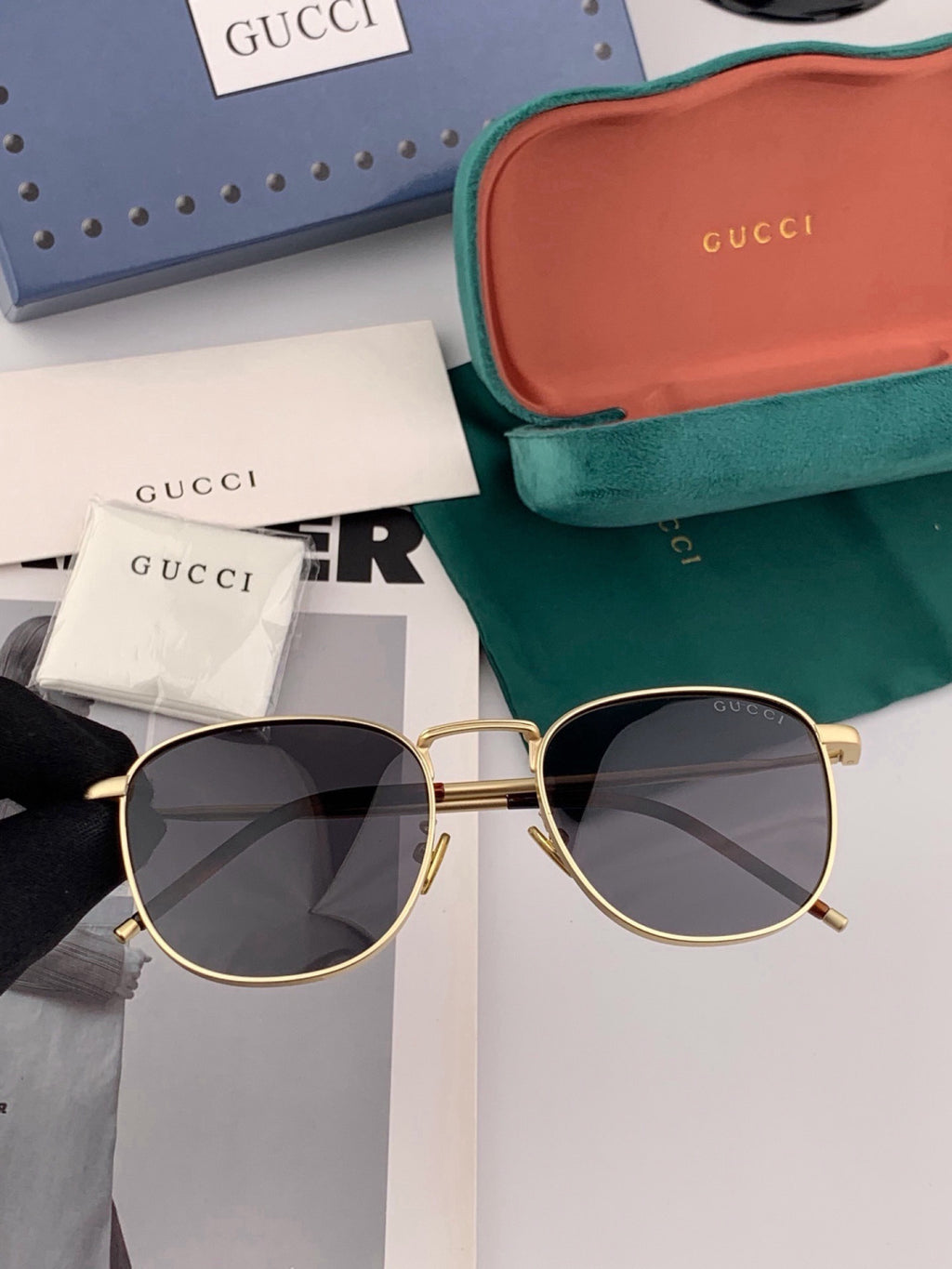 Gucci 7805 Polarized Aviator Black Lens Sunglasses for Men & Women - 357858
