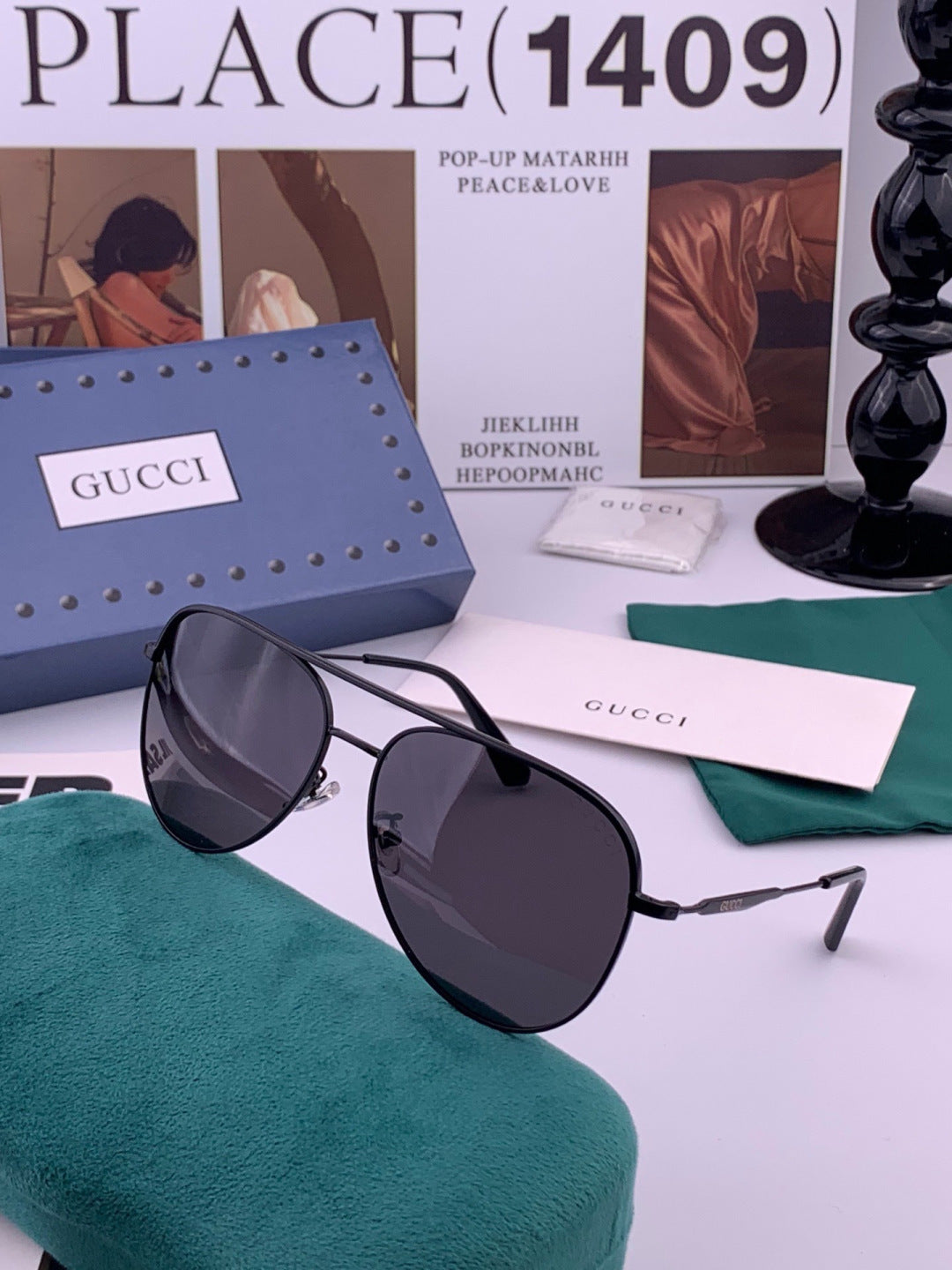Gucci G3863 Polarized Aviator Black Lens Sunglasses for Men & Women - 357860 - detail image 6