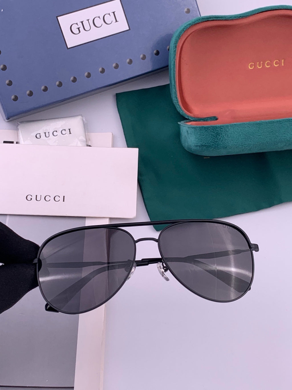 Gucci G3863 Polarized Aviator Black Lens Sunglasses for Men & Women - 357860