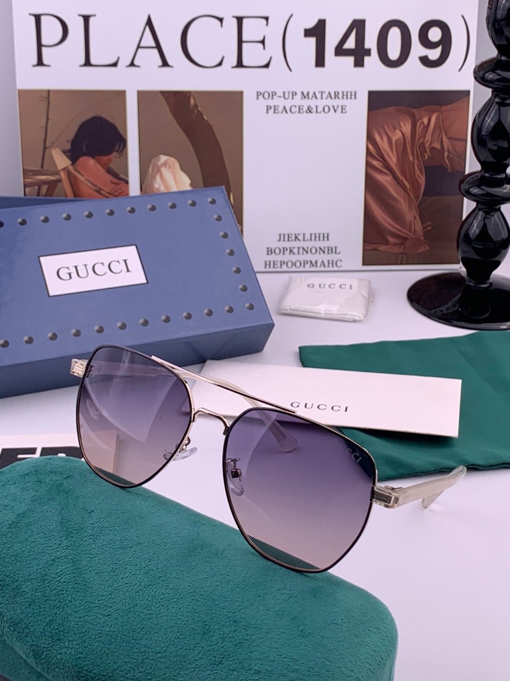 Gucci G9325 Polarized Aviator Black Lens Sunglasses for Men & Women - 357862