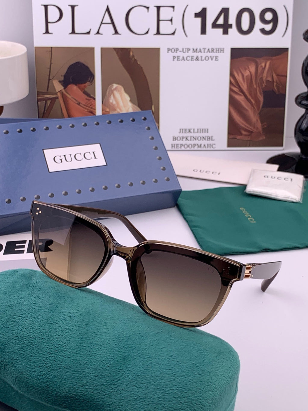 Gucci G6761 Polarized Square Black Lens Sunglasses for Men & Women - 357816 - detail image 3