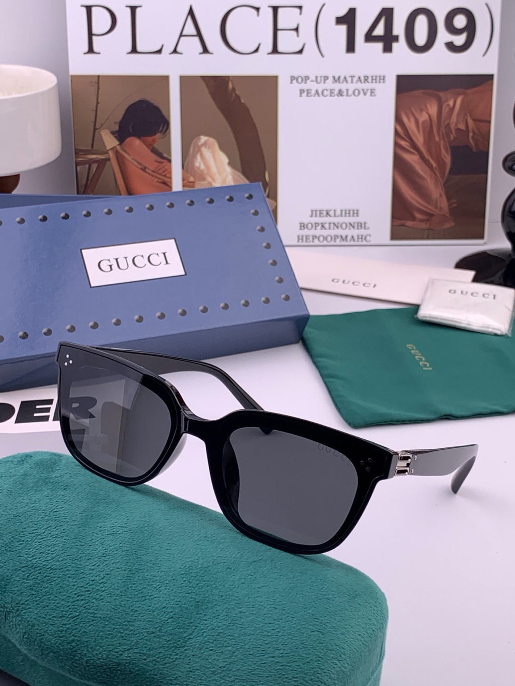 Gucci G6761 Polarized Square Black Lens Sunglasses for Men & Women - 357816 - detail image 2