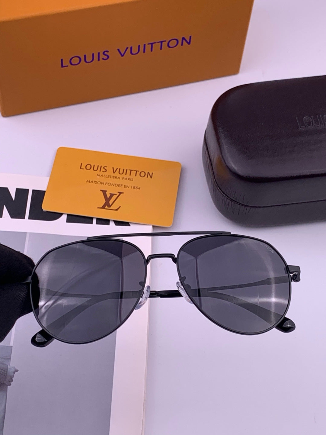 Louis Vuitton L5342 Polarized Aviator Black Lens Sunglasses for Men & - 357626