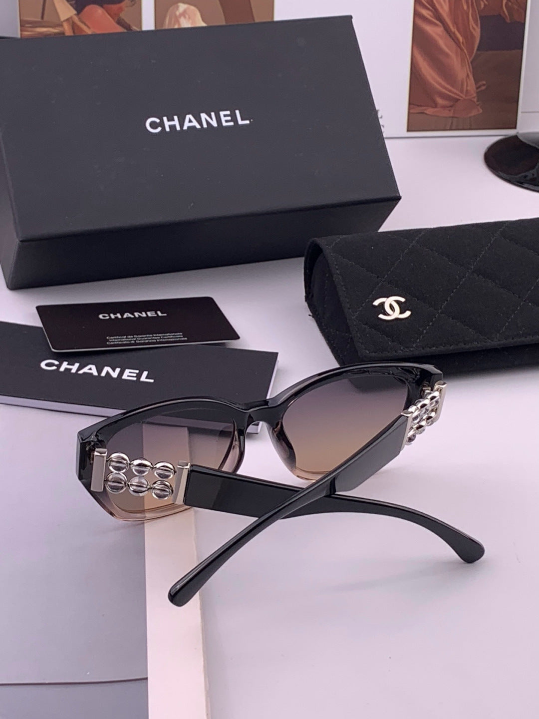 Chanel CH8754 Polarized Fashion Black Lens Sunglasses for Men & Women - 358054 - detail image 6
