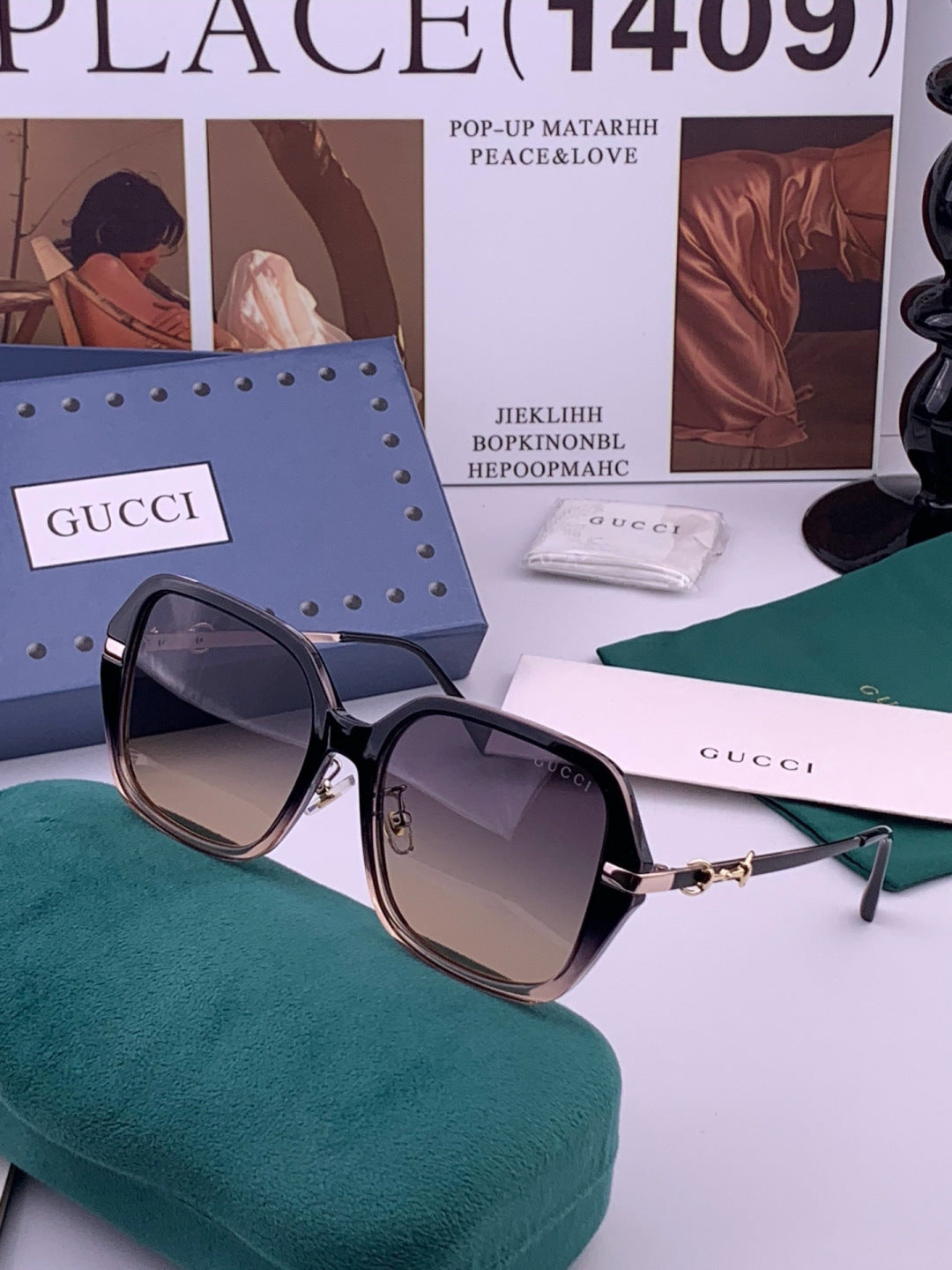 Gucci G9912 Round Black Lens Sunglasses for Men & Women - 357825