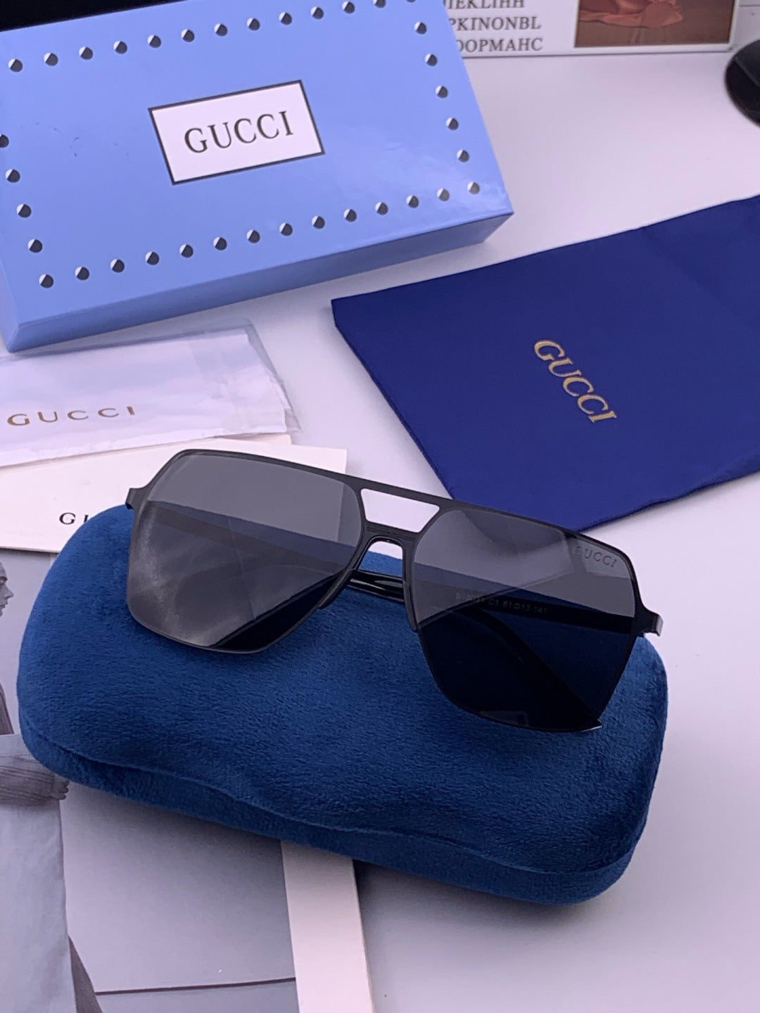 Gucci G11803 Polarized Aviator Orange Lens Sunglasses for Men - 357832 - detail image 6