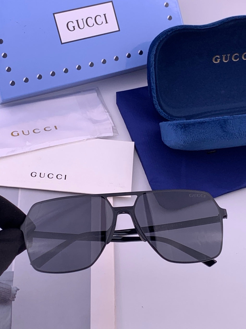 Gucci G11803 Polarized Aviator Orange Lens Sunglasses for Men - 357832