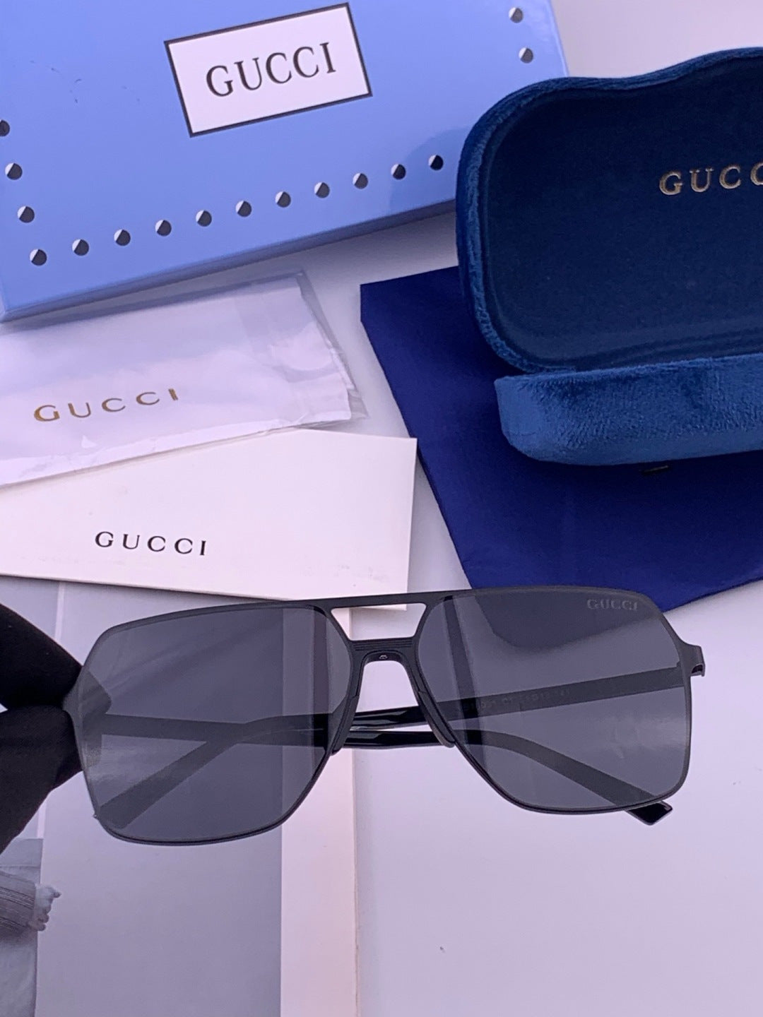 Gucci G11803 Polarized Aviator Orange Lens Sunglasses for Men - 357832