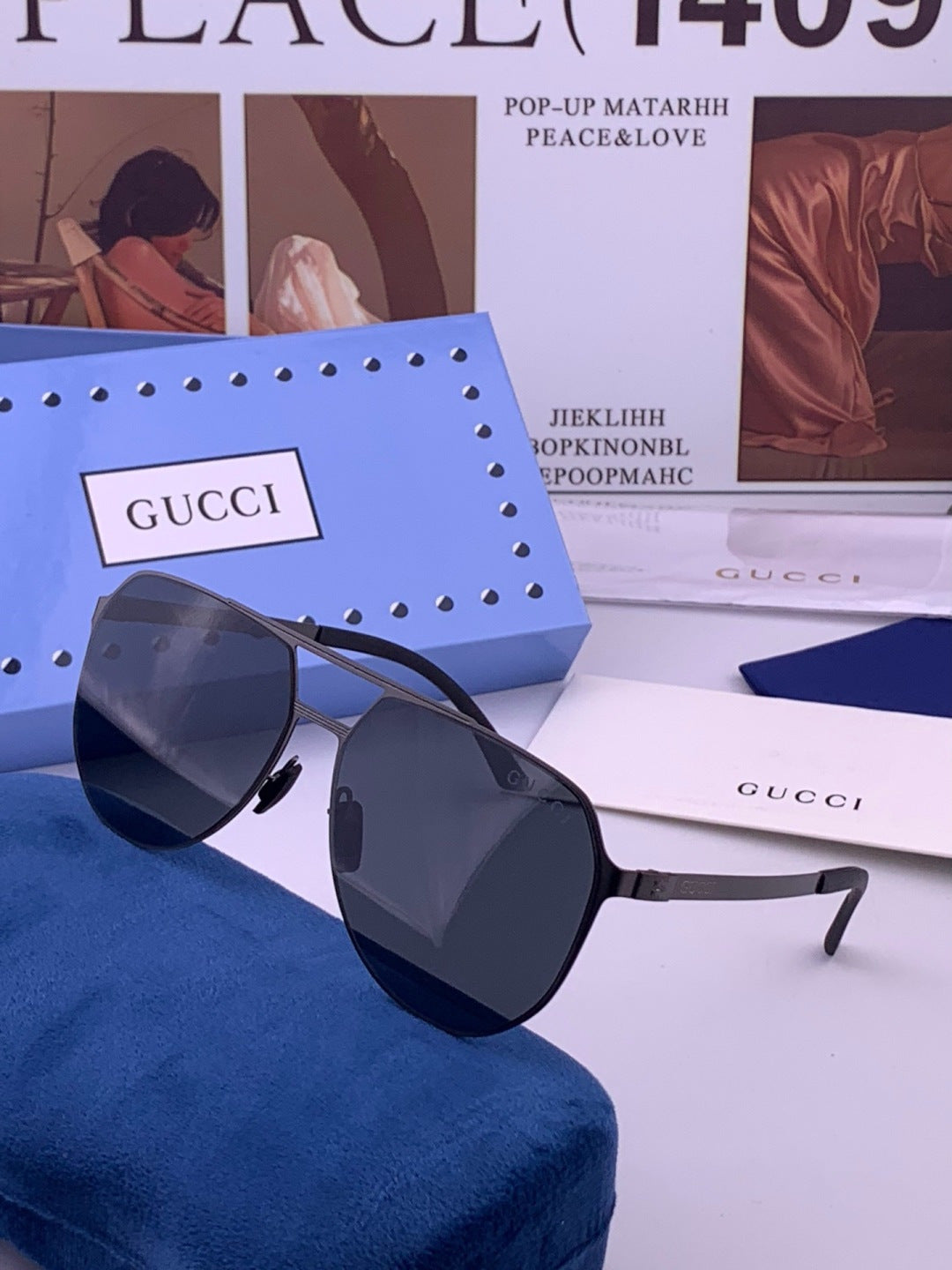 Gucci G2380 Polarized Aviator Orange Lens Sunglasses for Men - 357833 - detail image 2