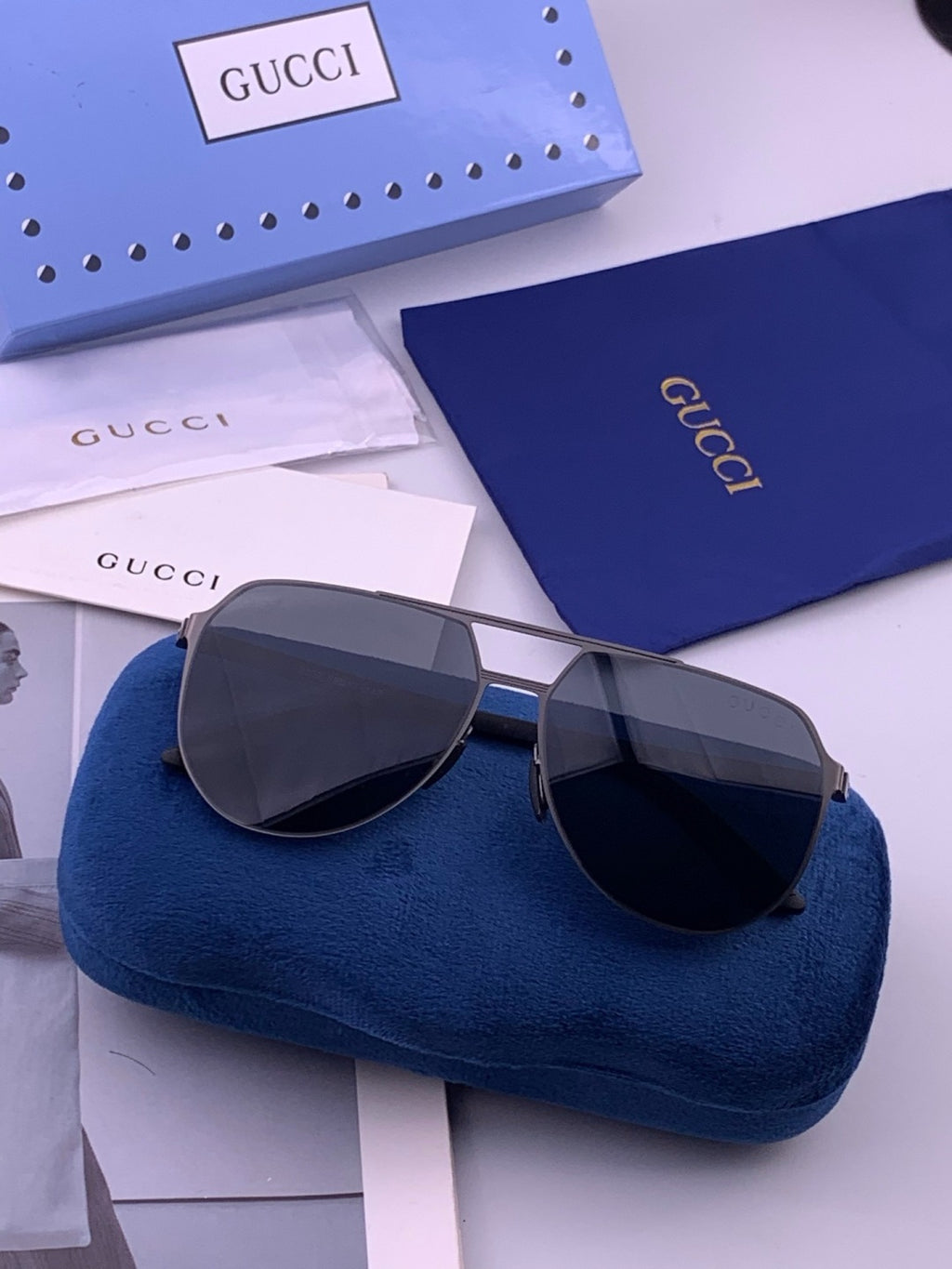Gucci G2380 Polarized Aviator Orange Lens Sunglasses for Men - 357833 - detail image 5