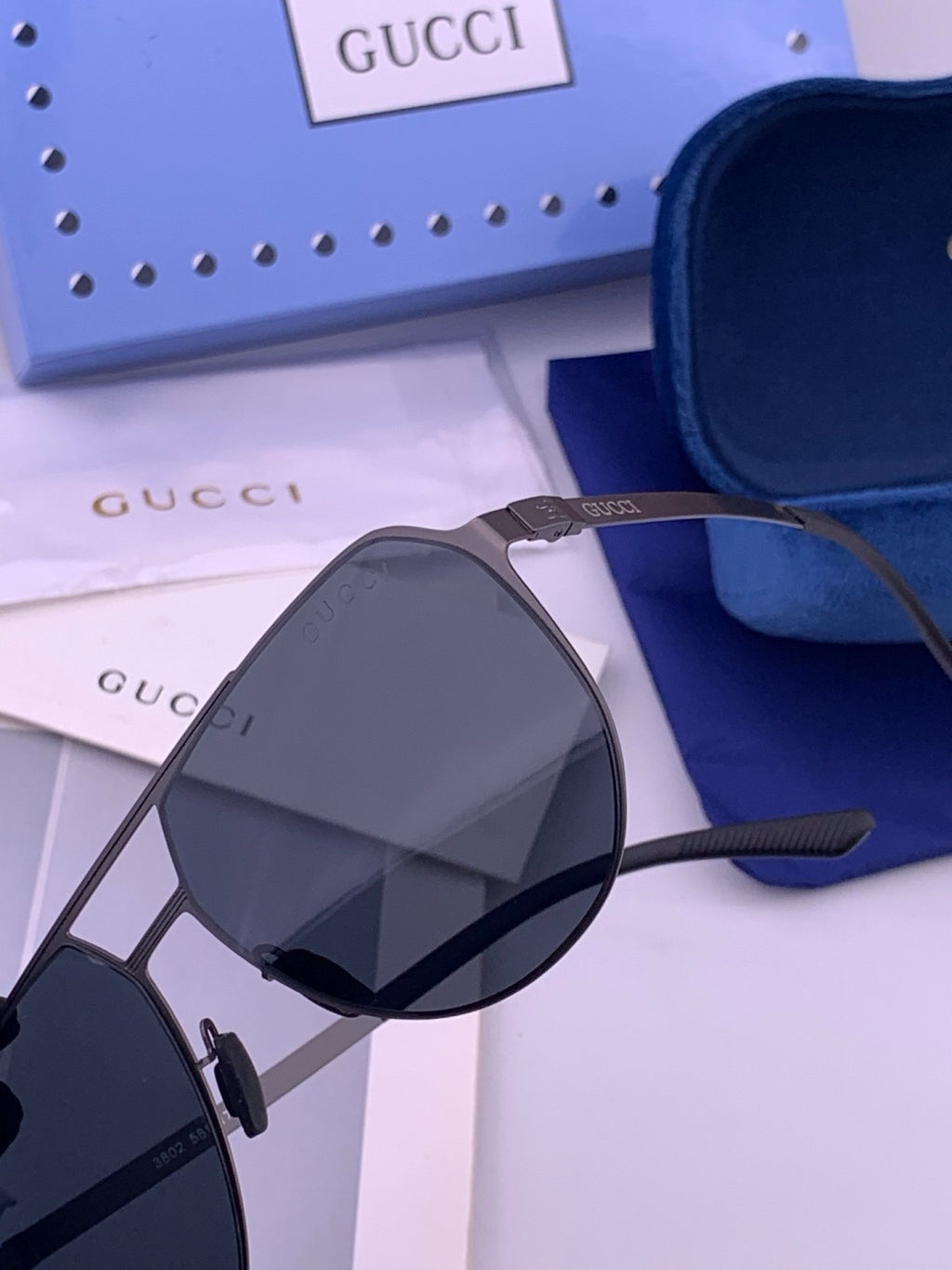 Gucci G2380 Polarized Aviator Orange Lens Sunglasses for Men - 357833 - detail image 3