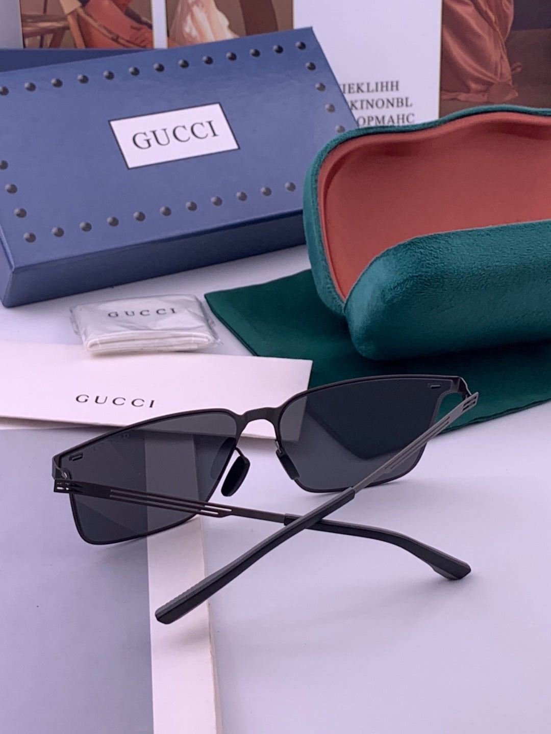 Gucci G176 Polarized Aviator Gold Lens Sunglasses for Men - 357844 - detail image 6