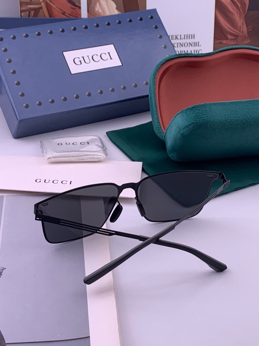 Gucci G176 Polarized Aviator Gold Lens Sunglasses for Men - detail image 5