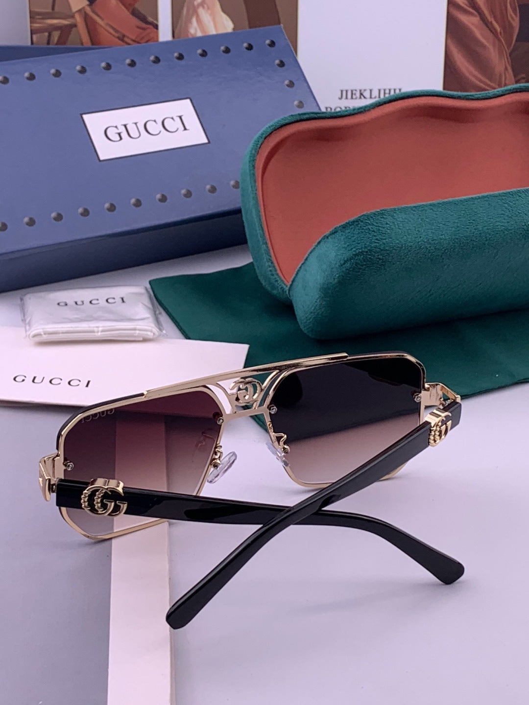 Gucci G21746 Aviator Black Lens Sunglasses for Men & Women - 357801 - detail image 6