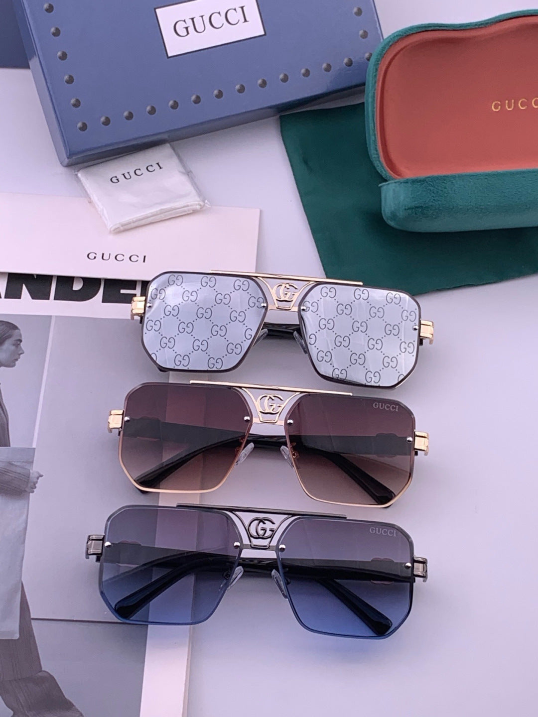 Gucci G21746 Aviator Black Lens Sunglasses for Men & Women - 357802 - detail image 8