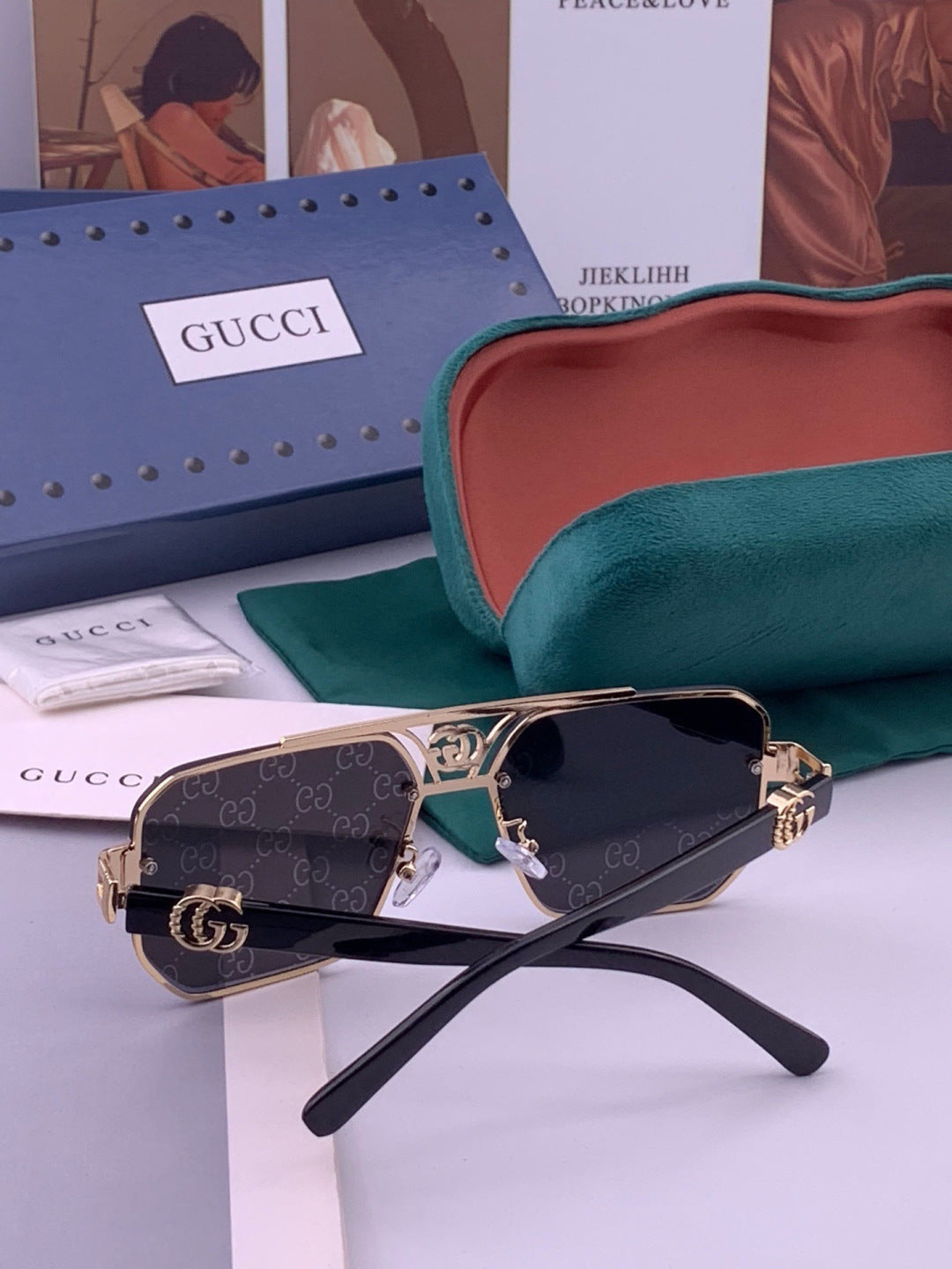 Gucci G21746 Aviator Black Lens Sunglasses for Men & Women - 357802 - detail image 4