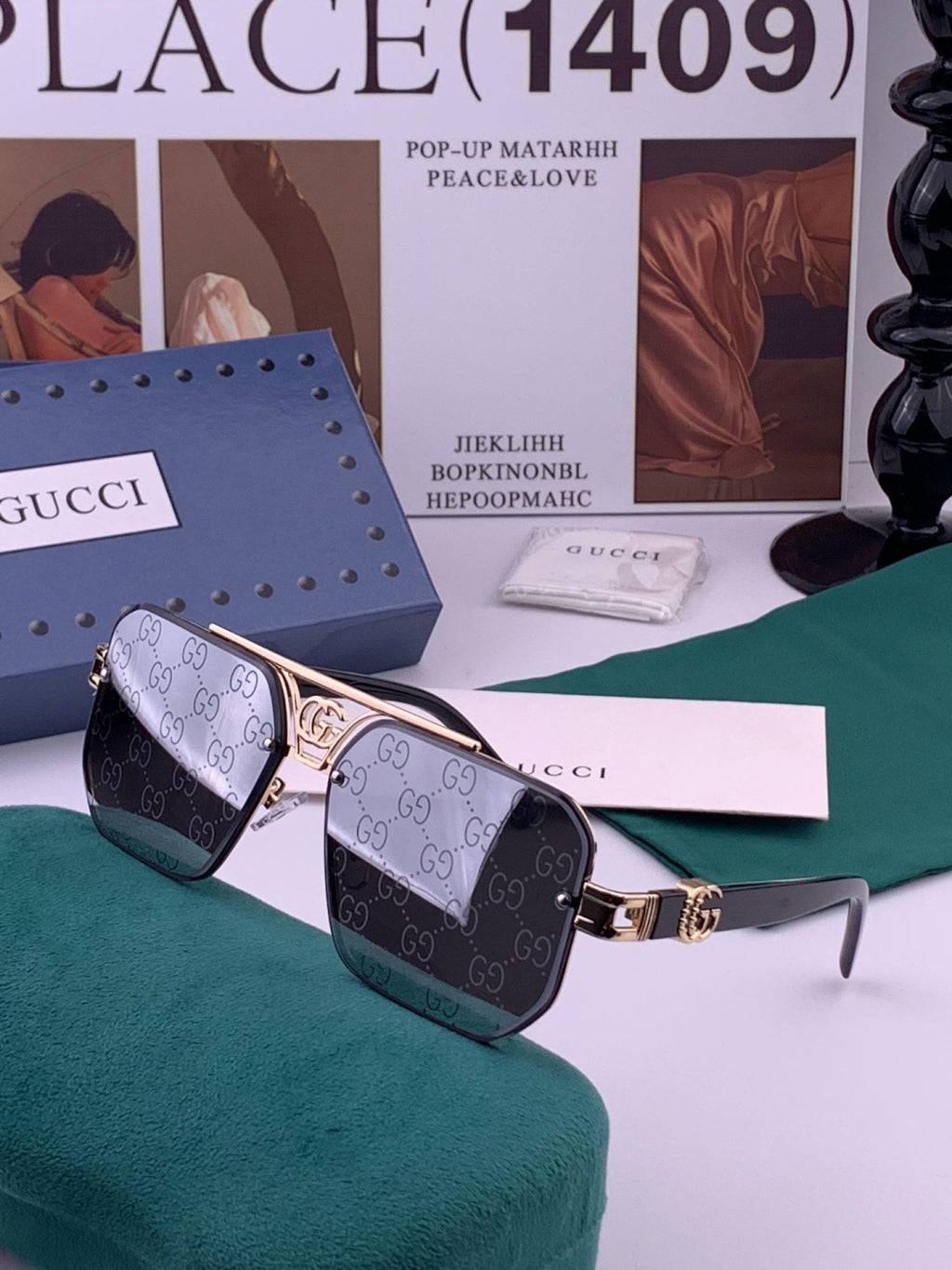 Gucci G21746 Aviator Black Lens Sunglasses for Men & Women - 357802 - detail image 2