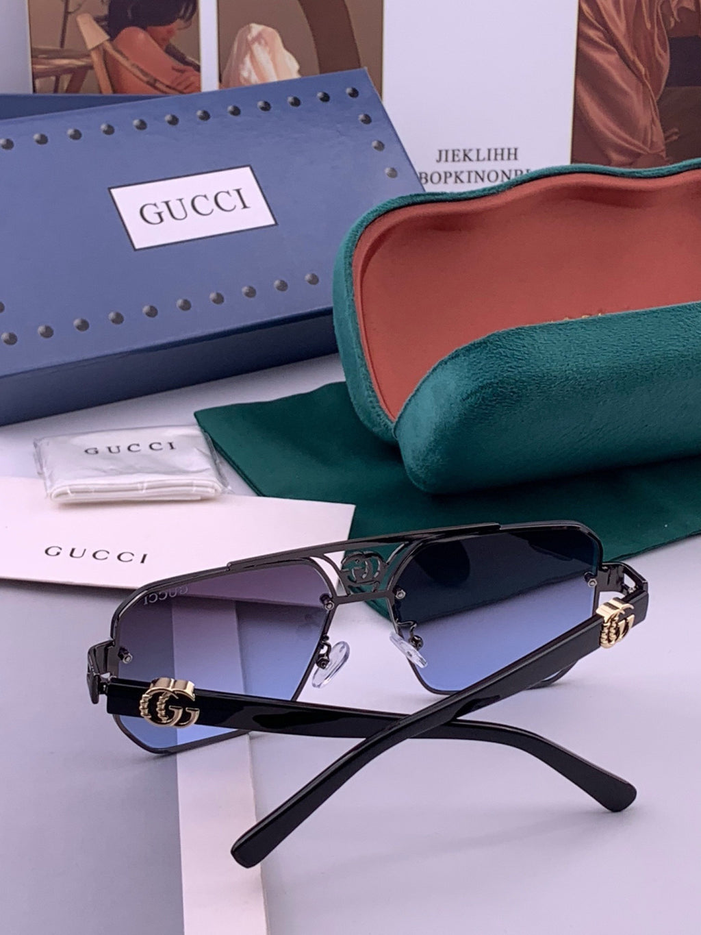 Gucci G21746 Aviator Black Lens Sunglasses for Men & Women - 357803 - detail image 7