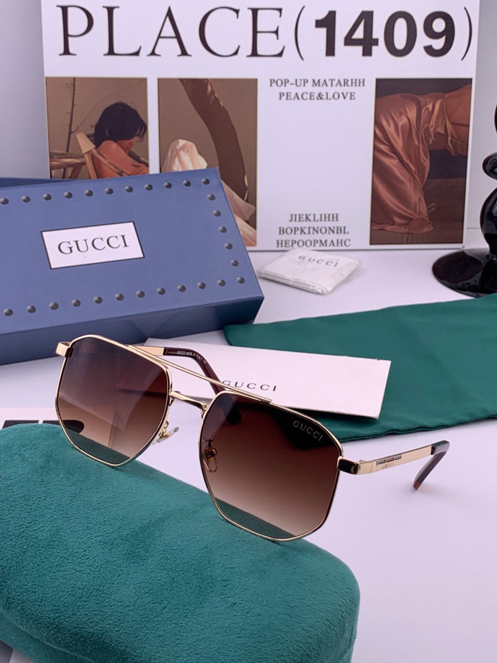 Gucci G0903 Aviator Orange Lens Sunglasses for Men & Women - detail image 4