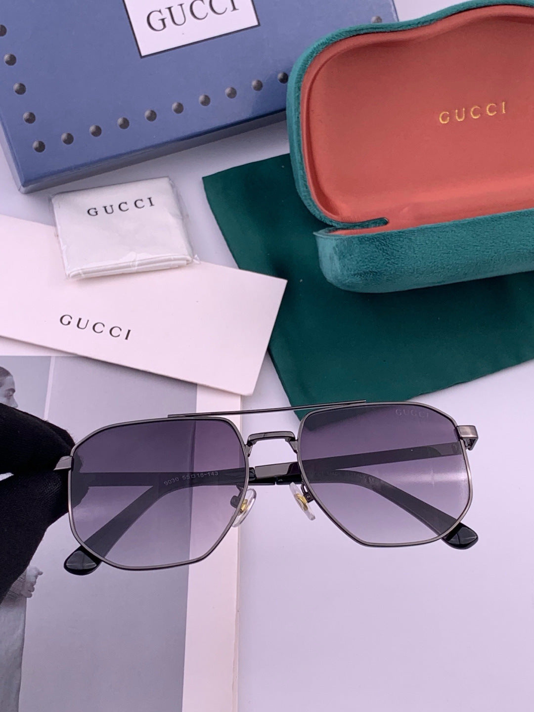 Gucci G0903 Aviator Orange Lens Sunglasses for Men & Women - detail image 3