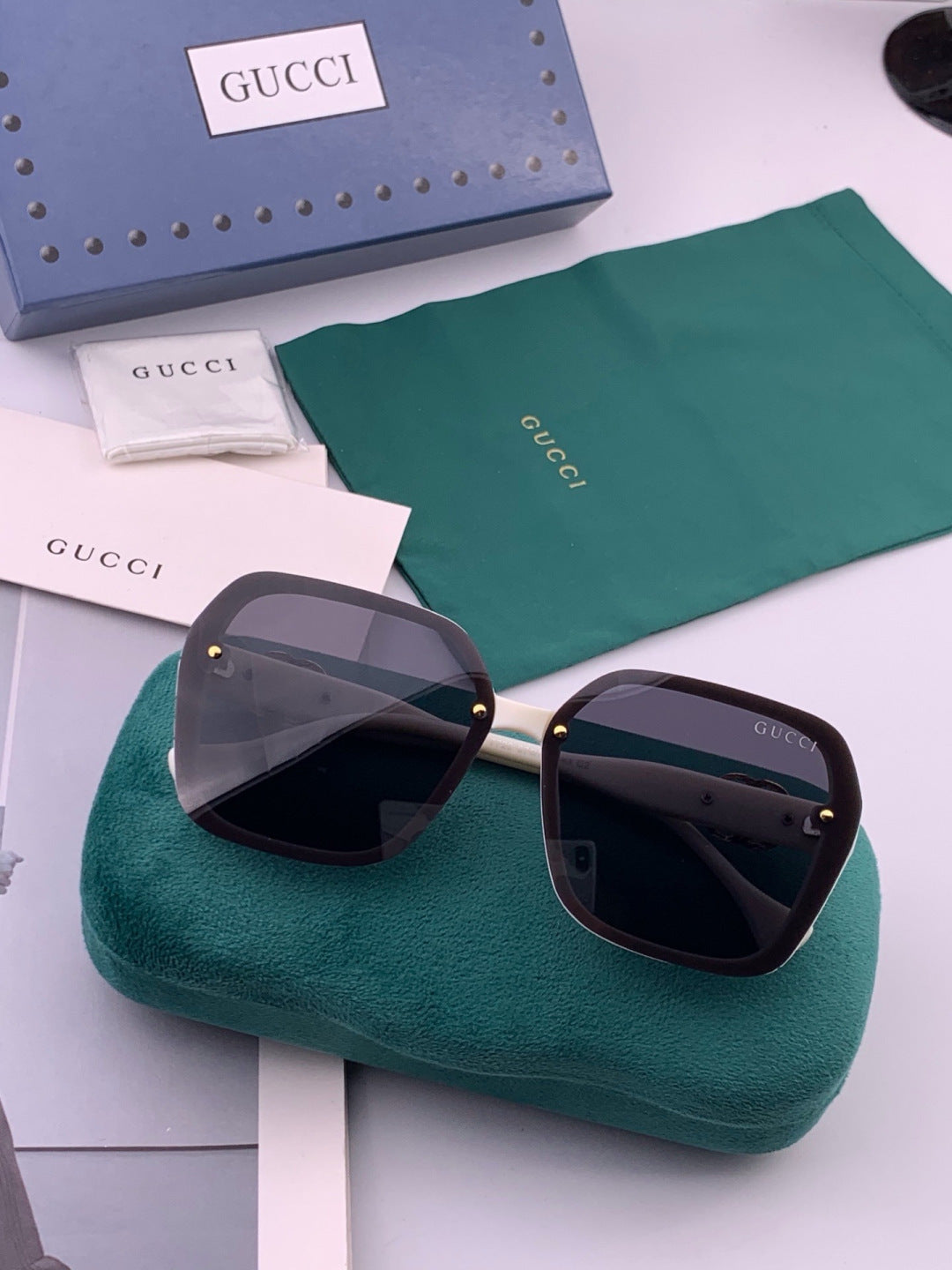 Gucci G0772 Polarized Square Gold Lens Sunglasses for Women - 357805 - detail image 7