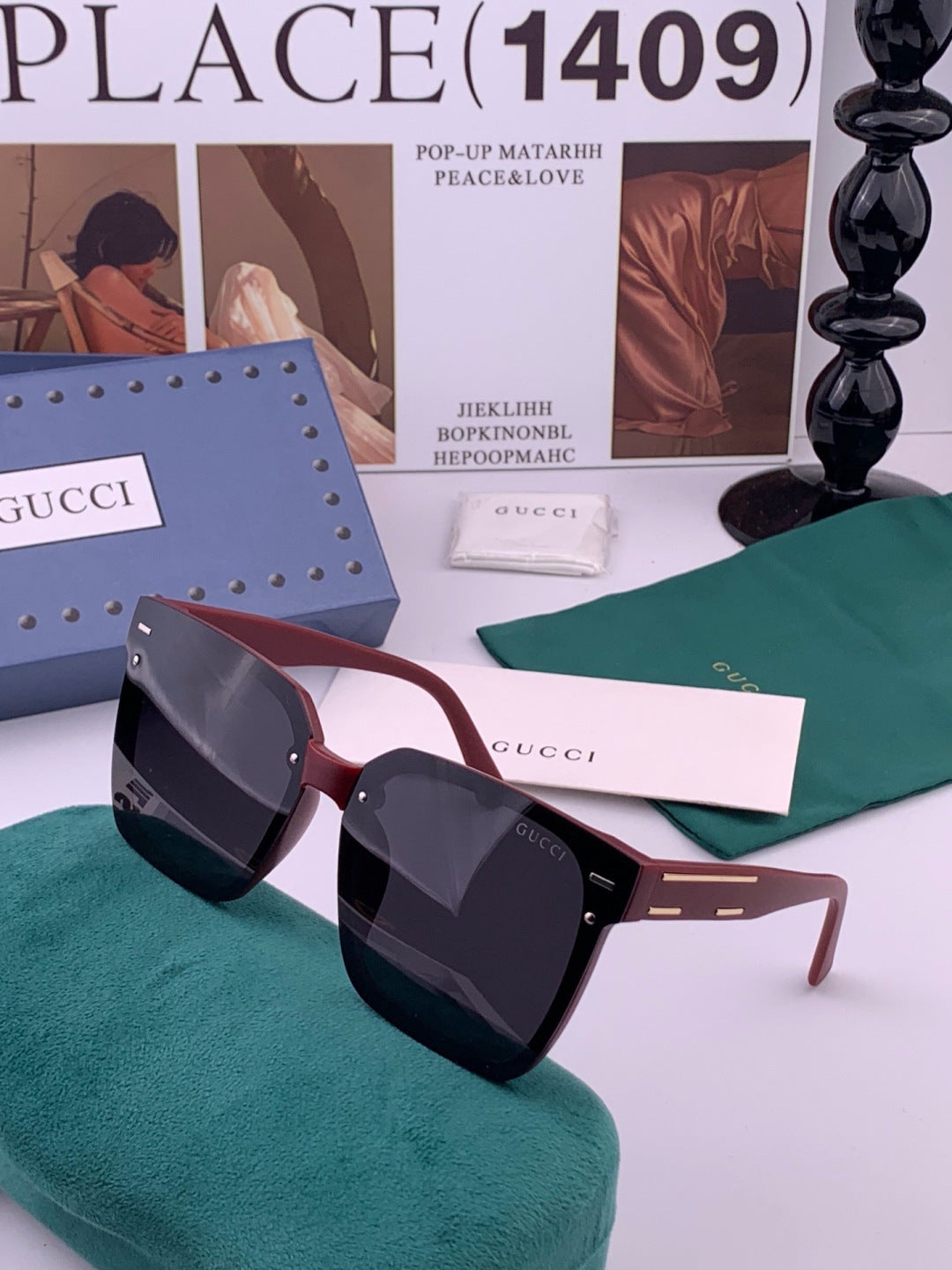 Gucci G7292 Polarized Square Gold Lens Sunglasses for Men & Women - 357807