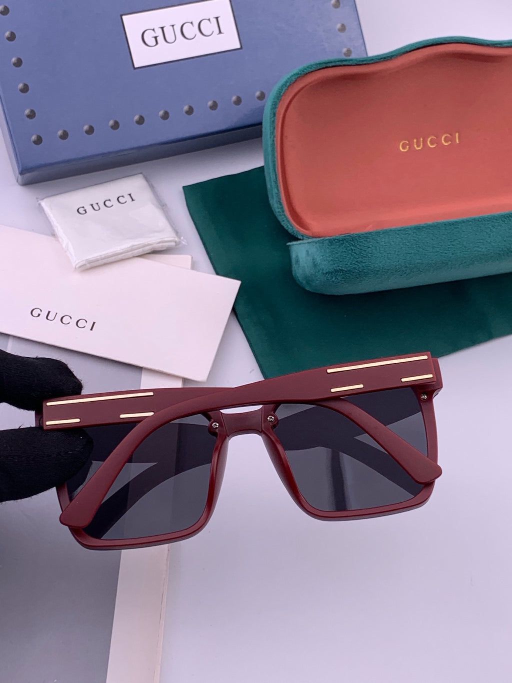 Gucci G7292 Polarized Square Gold Lens Sunglasses for Men & Women - 357807 - detail image 5