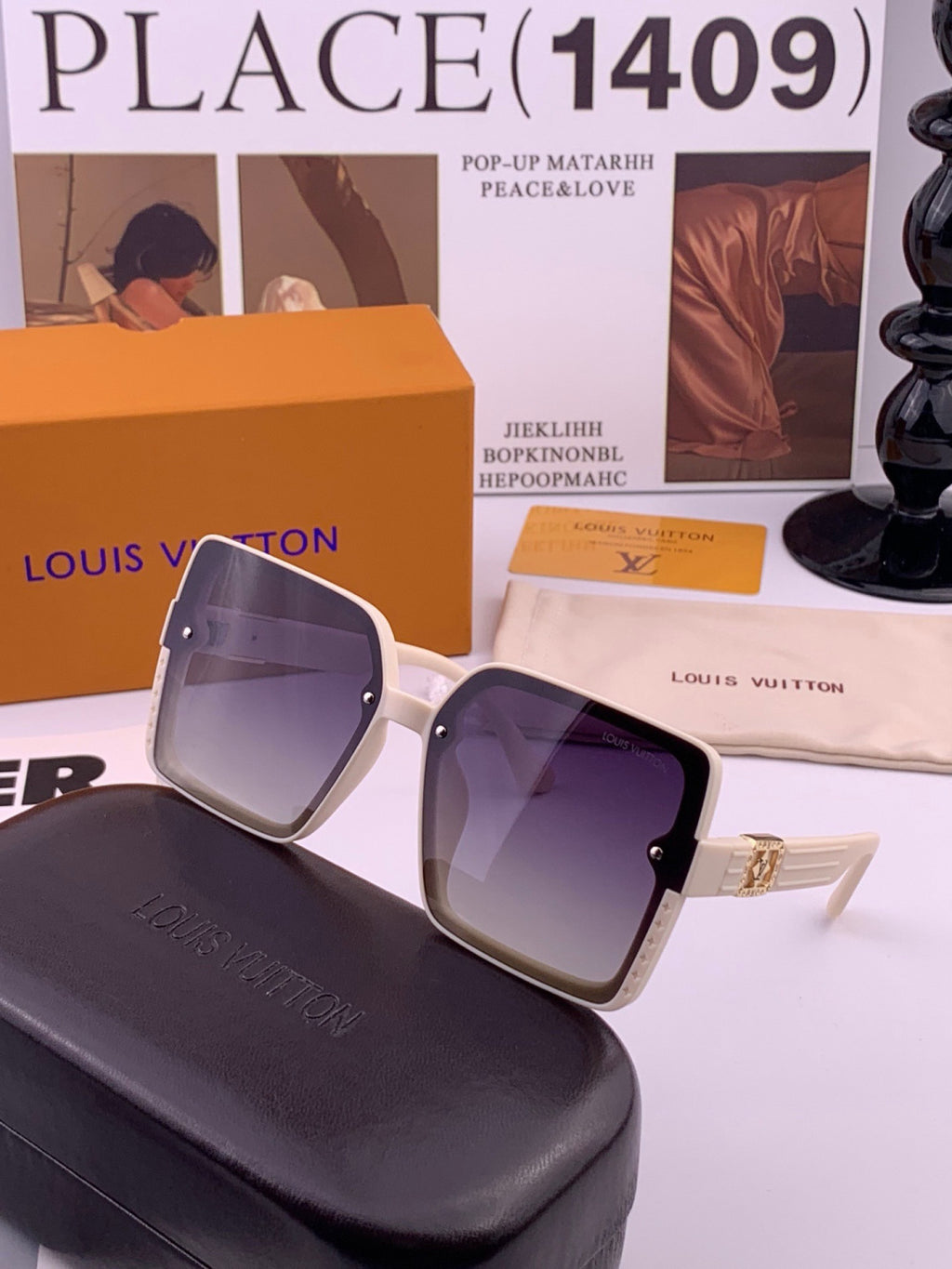Louis Vuitton L1845 Polarized Square Black Lens Sunglasses for Men & - 357614 - detail image 4