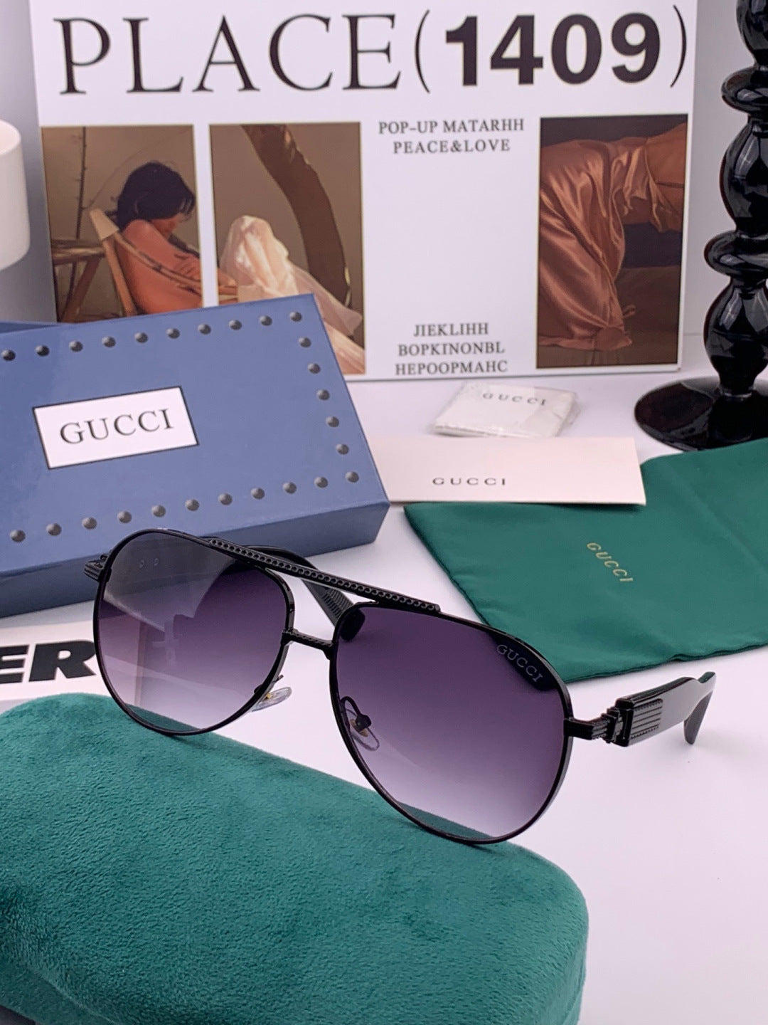 Gucci G08893 Aviator Black Lens Sunglasses for Men & Women - 357808 - detail image 2