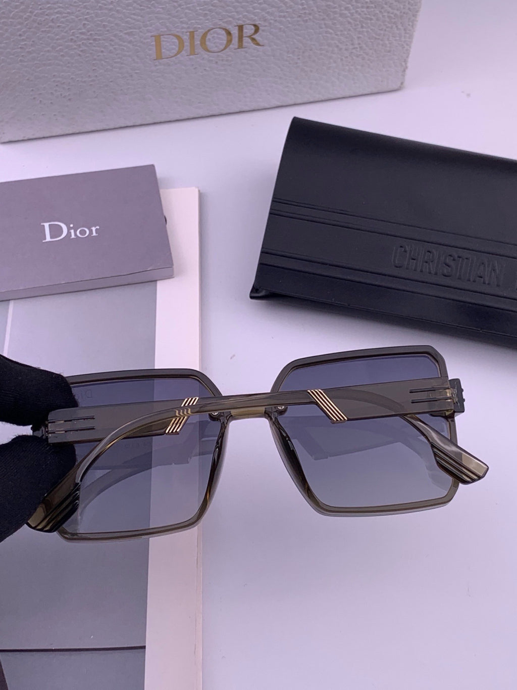 Dior CD8226 Polarized Square Gold Lens Sunglasses for Women - 358224 - detail image 3