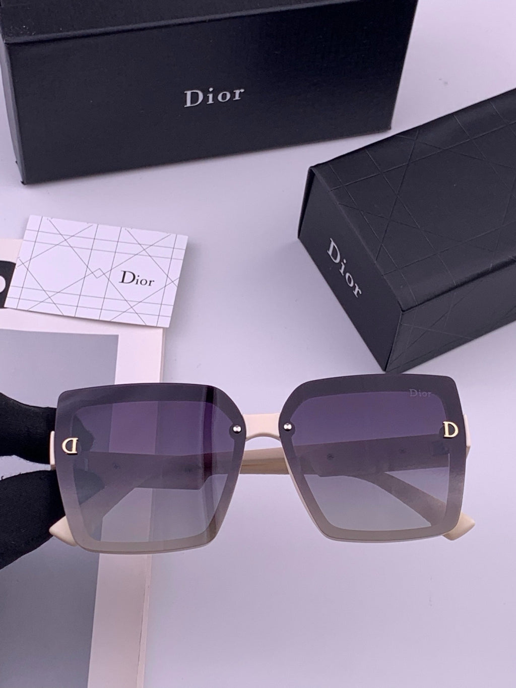 Dior CD2590 Polarized Square Black Lens Sunglasses for Women - 358227 - detail image 2