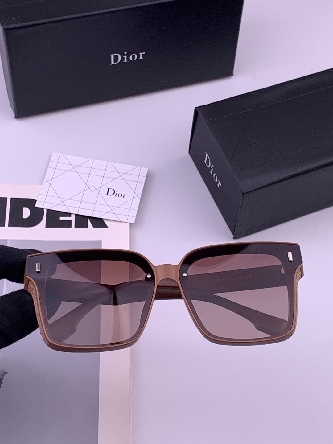 Dior CD883 Polarized Square Gold Lens Sunglasses for Women - 358231
