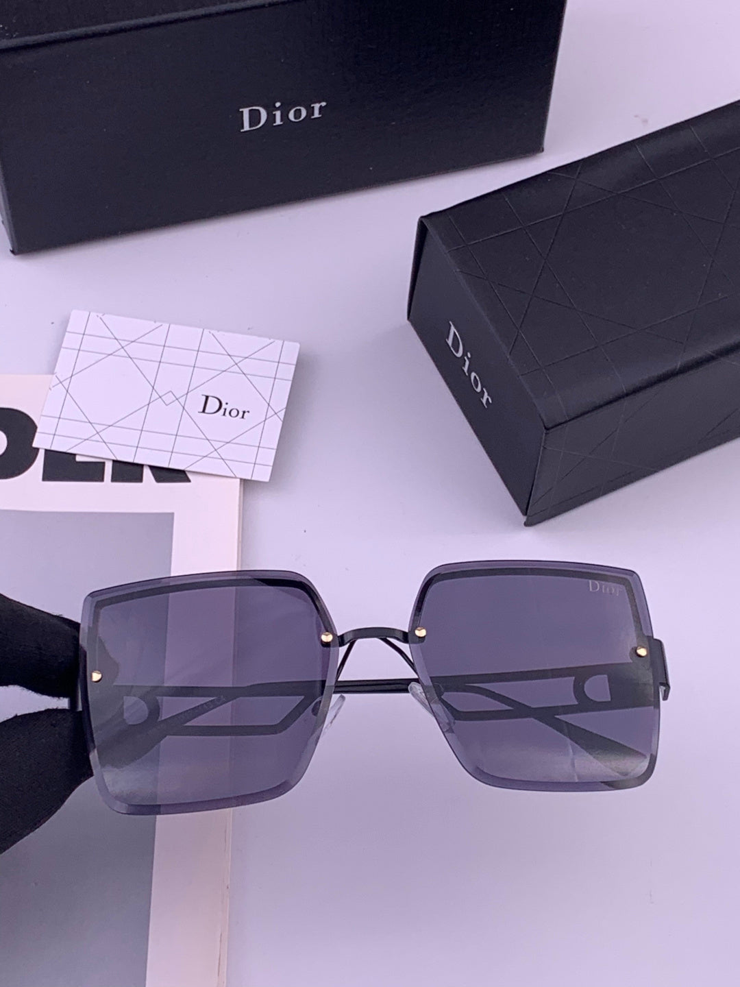 Dior D9681 Square Gold Lens Sunglasses for Men & Women - 358235