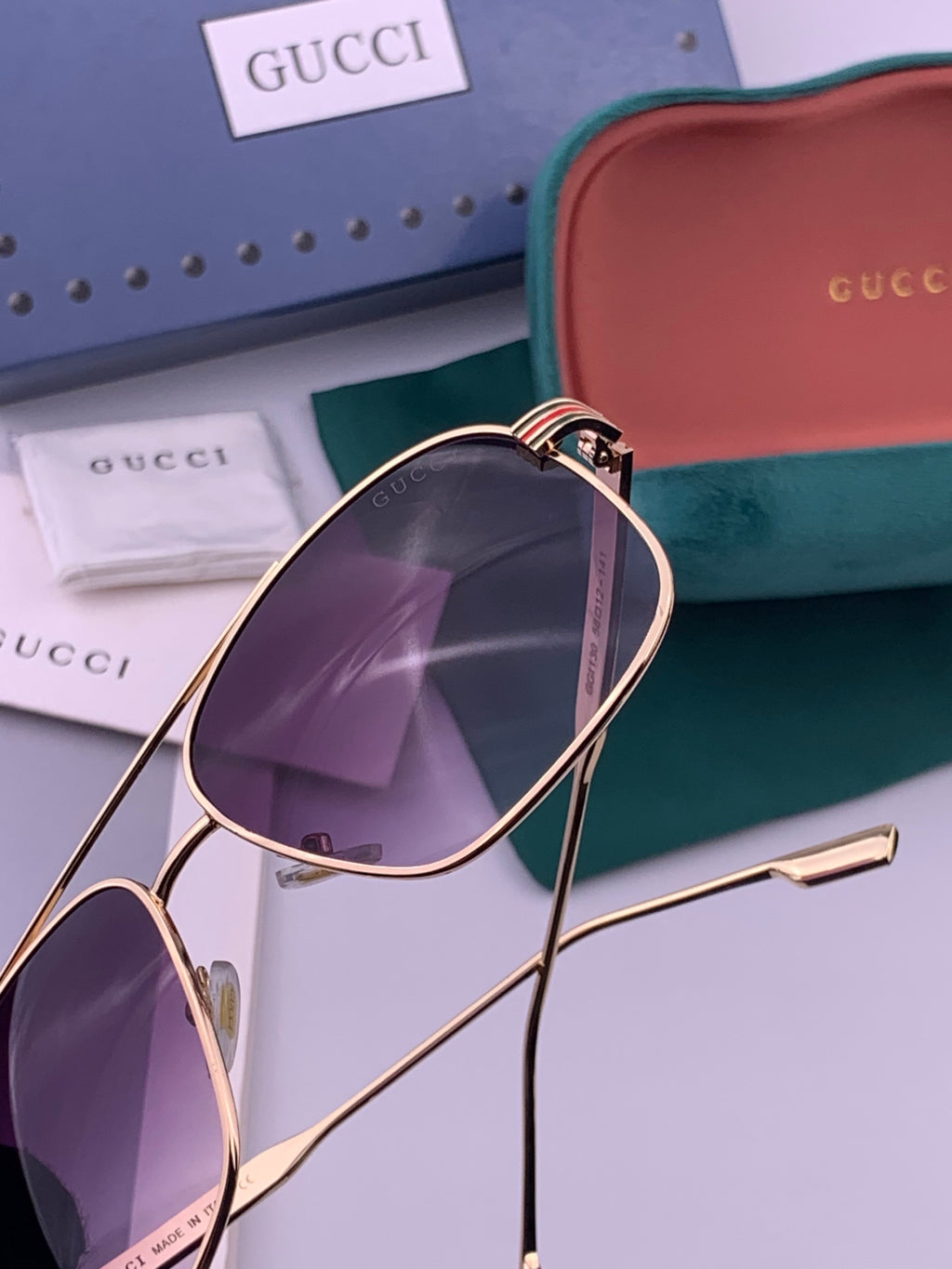 Gucci G0113 Aviator Gold Lens Sunglasses for Men & Women - 357783 - detail image 6