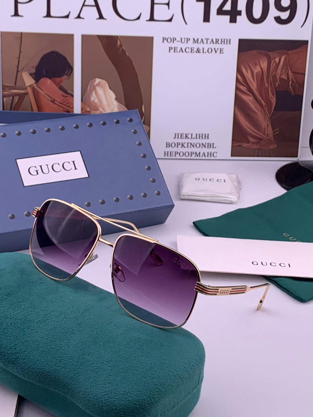 Gucci G0113 Aviator Gold Lens Sunglasses for Men & Women - 357783 - detail image 2