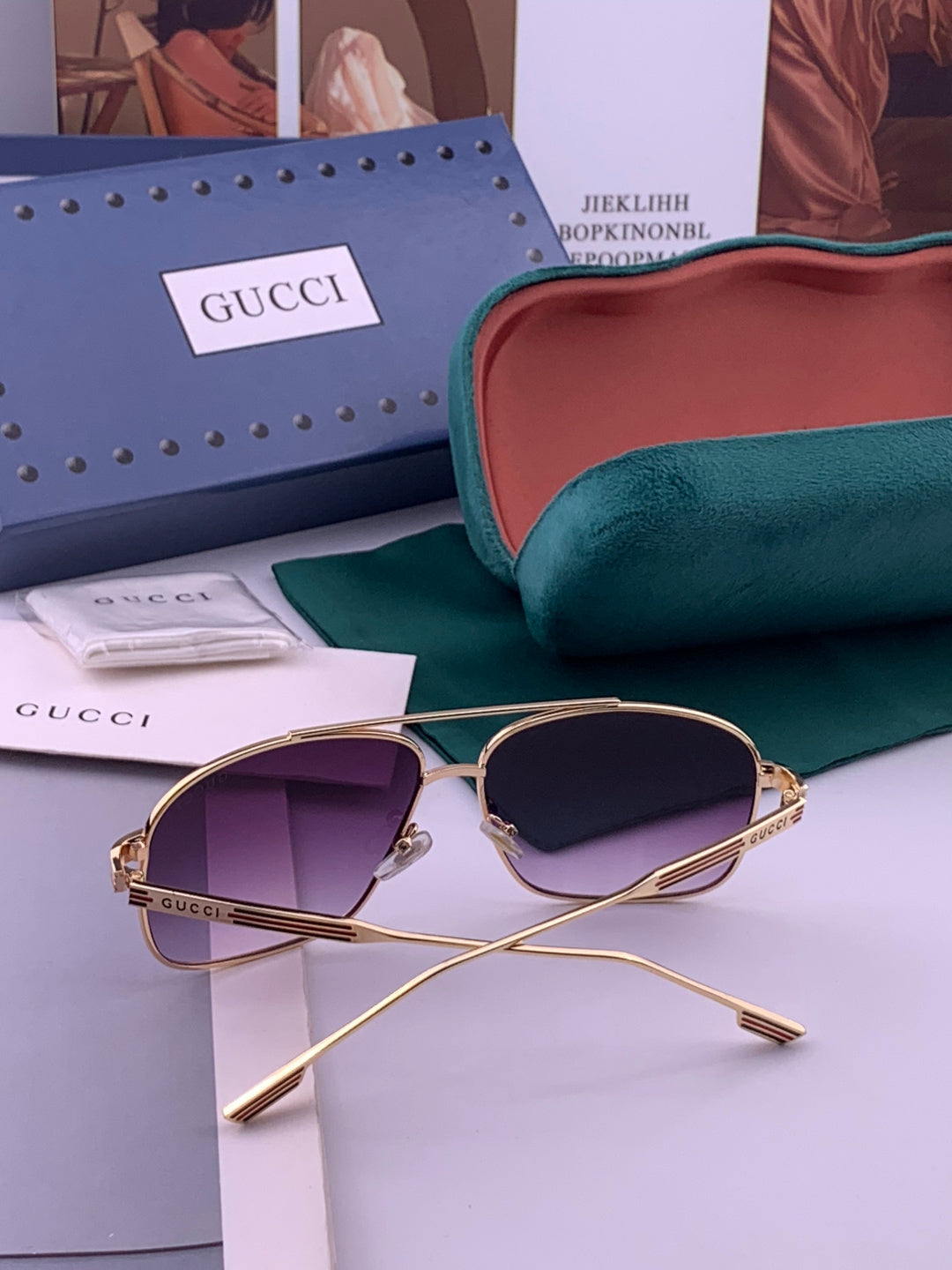 Gucci G0113 Aviator Gold Lens Sunglasses for Men & Women - 357783 - detail image 5