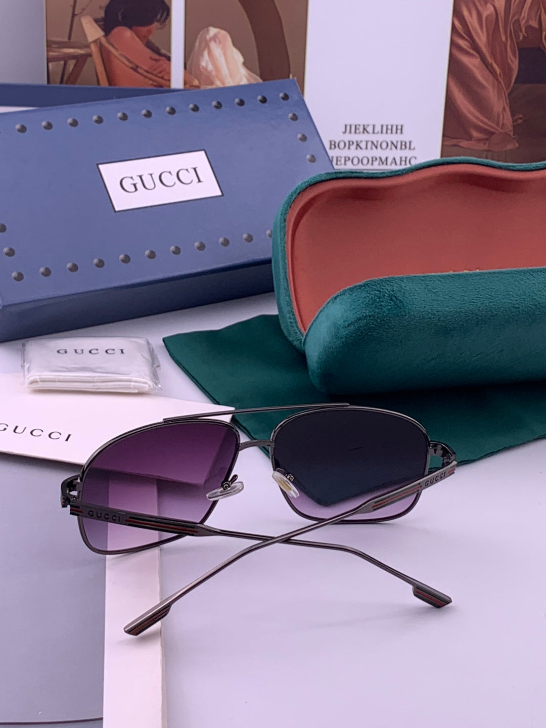 Gucci G0113 Aviator Silver Lens Sunglasses for Men & Women - 357784 - detail image 6