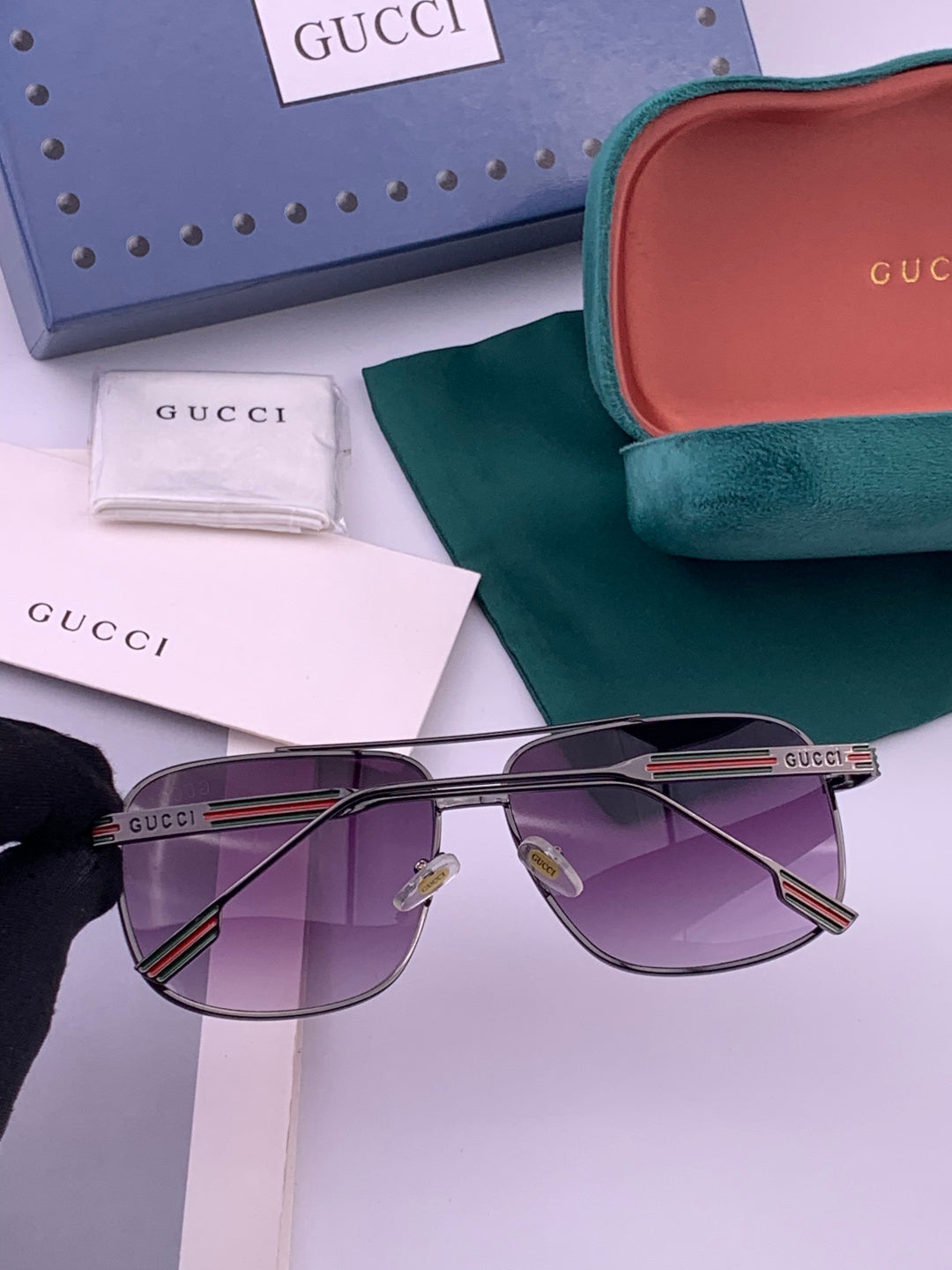 Gucci G0113 Aviator Silver Lens Sunglasses for Men & Women - 357784 - detail image 5