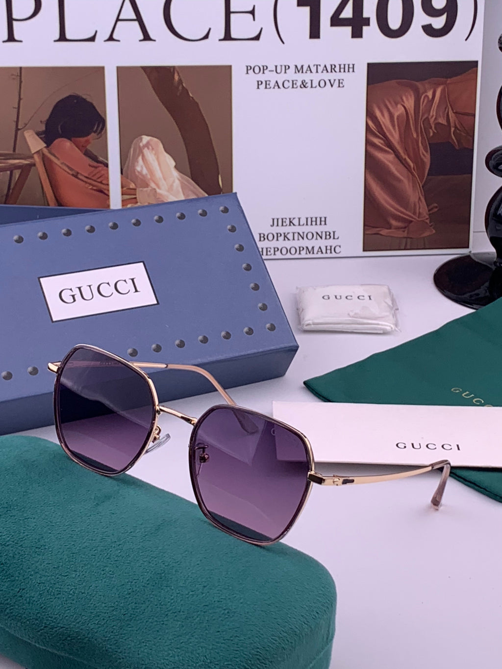 Gucci G1220 Polarized Round Gold Lens Sunglasses for Women - 357785 - detail image 2