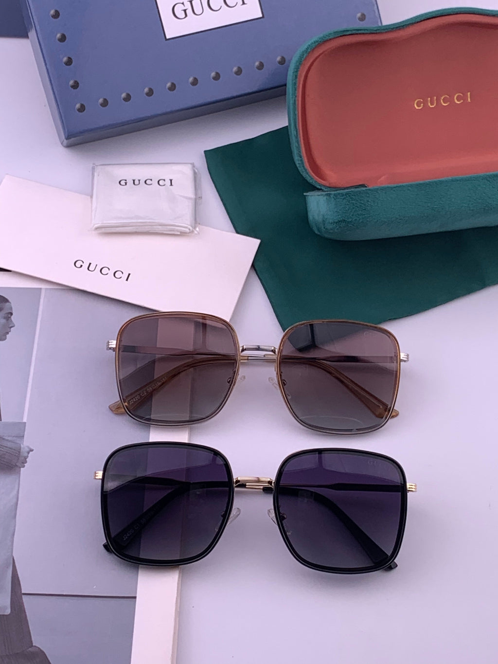 Gucci G0242 Polarized Square Brown Lens Sunglasses for Women - detail image 7