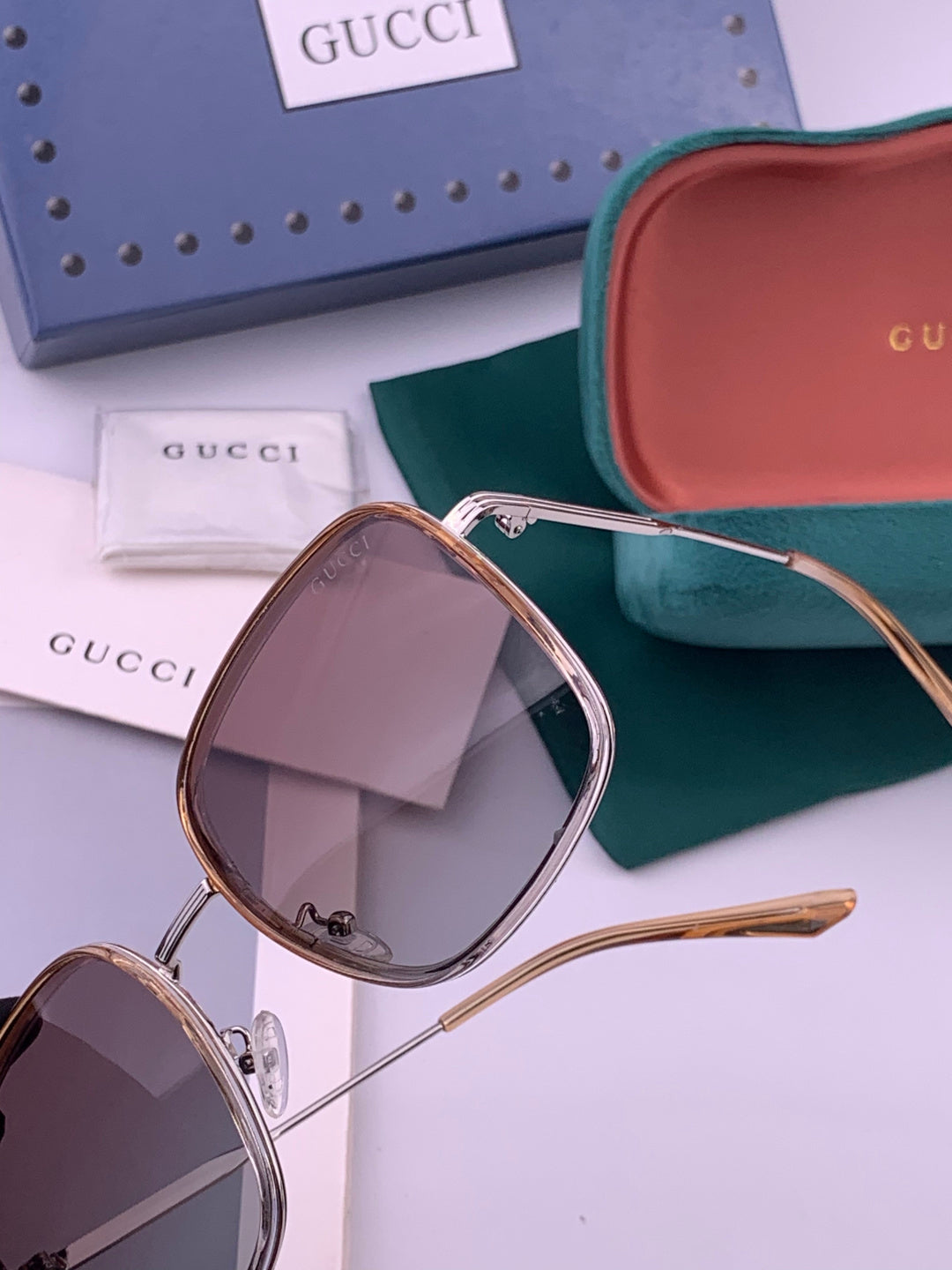 Gucci G0242 Polarized Square Brown Lens Sunglasses for Women - detail image 3